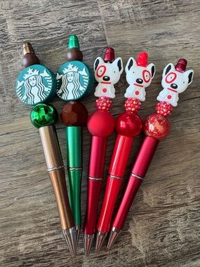 Starbucks & Target Dog Duo Themed Silicone Bead Pens Set of 5